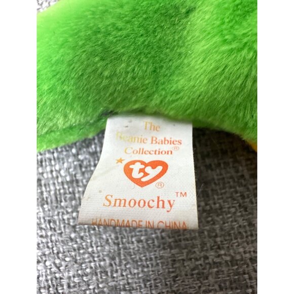 Ty Beanie Babies Smoochy Frog Plush Green & Yellow 1997 Rare Collectible Toy - Picture 6 of 8